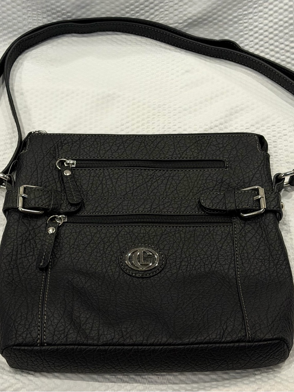 NWT Carryland CL Black Pebbles Faux Leather Crossbody Bag